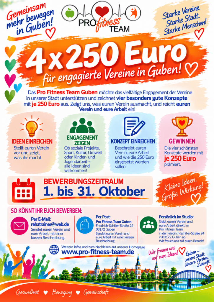 Vereinsförderung Guben 4 mal 250 Euro für euren Verein